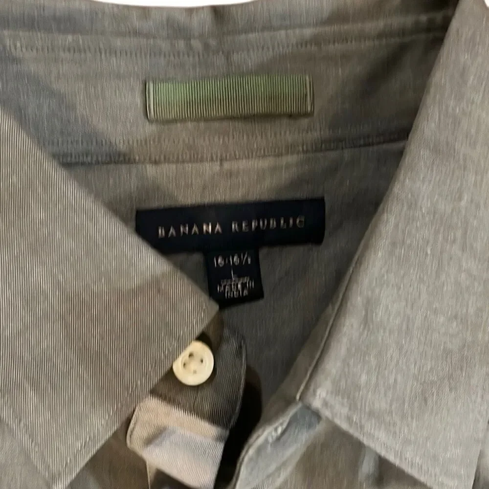 Banana Republic men’s western style long sleeve snap up shirt size large 16 to 1